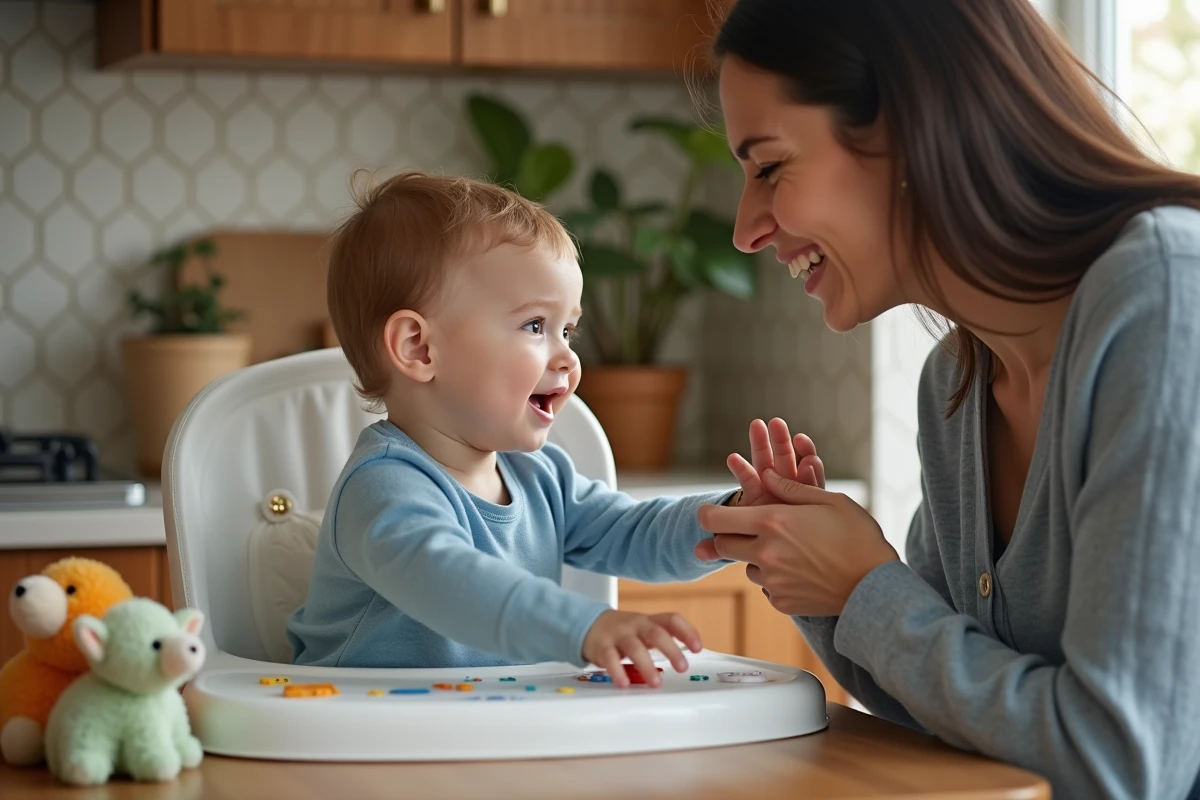 Garçon de 20 mois avec sa mère lors d’un apprentissage