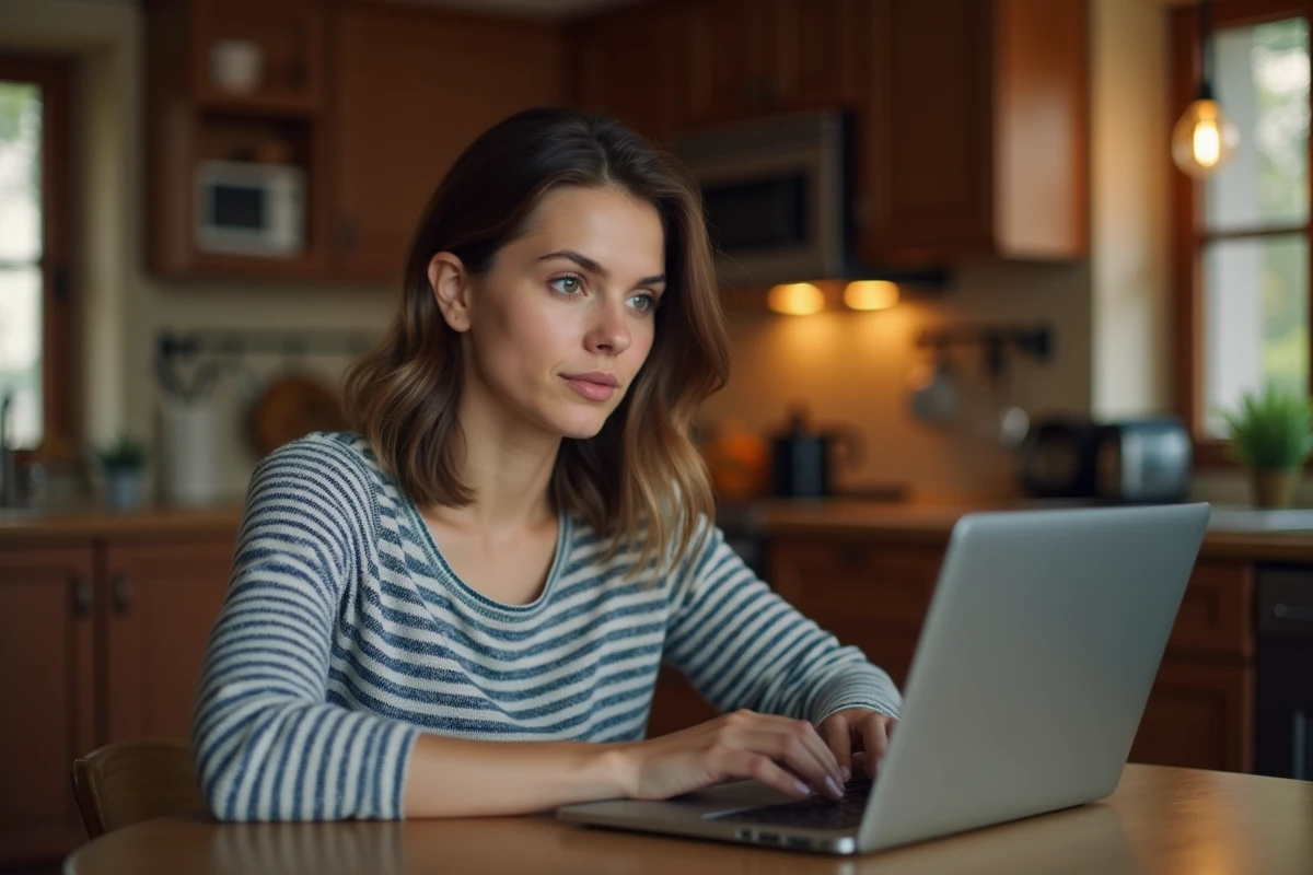 Une femme utilisant LimeTorrents pour trouver des fichiers rares sur son ordinateur portable