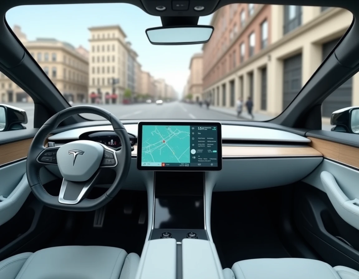Tableau de bord transparent d'une voiture autonome avec interface OLED et intérieur en matériaux durables