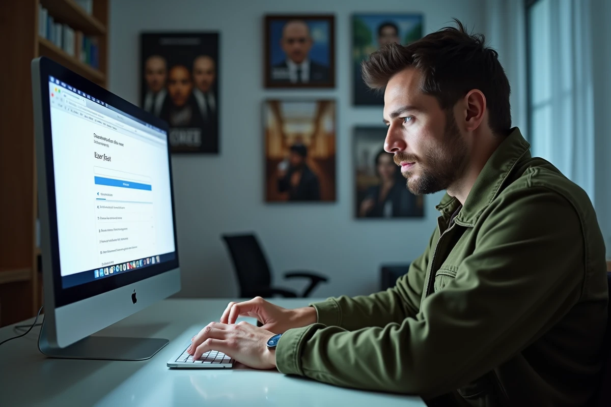 Un homme effectuant une recherche sur ZeTorrents, le moteur de recherche torrent français